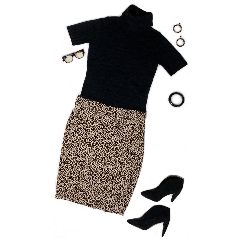 NWT a.n.a. Leopard Print Knit Pencil Skirt Sz 1X
